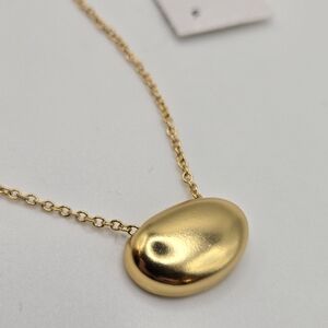 J Crew Gold Bean Charm Necklace Everyday Minimalist Dressy Party Formal NWT